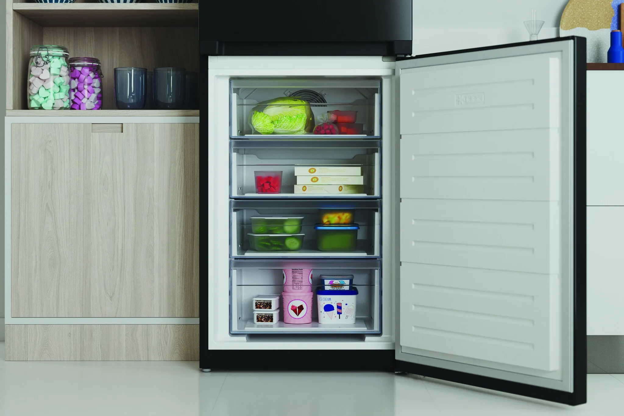 Indesit IBTNF 60182 B UK Freestanding 322L Fridge Freezer - Black, E Rated