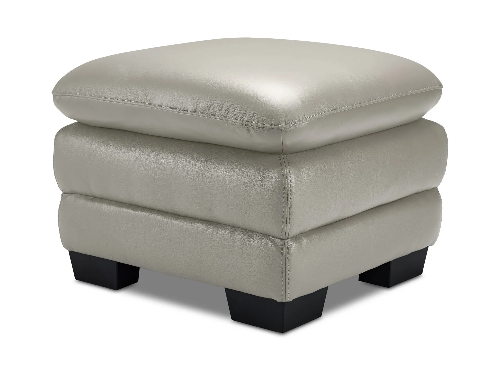 Kendrick Leather Ottoman - Silver Grey