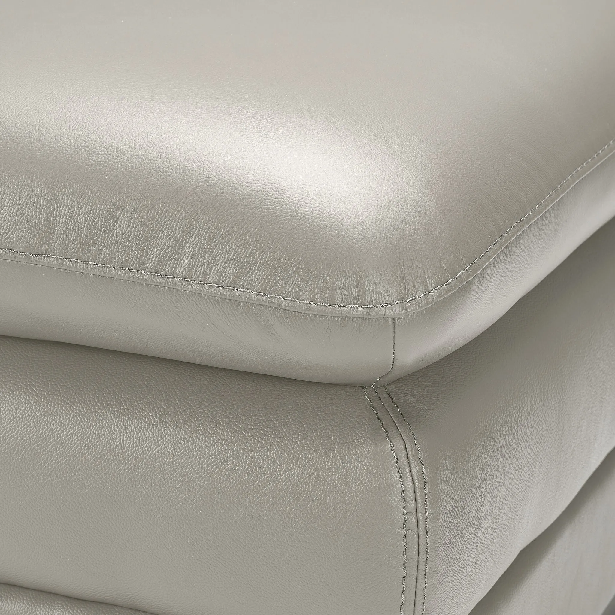 Kendrick Leather Ottoman - Silver Grey