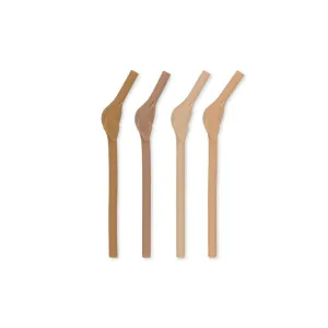 Konges Slojd Silicone Straws - Elephant - Rosesand Mix - 4 Pack