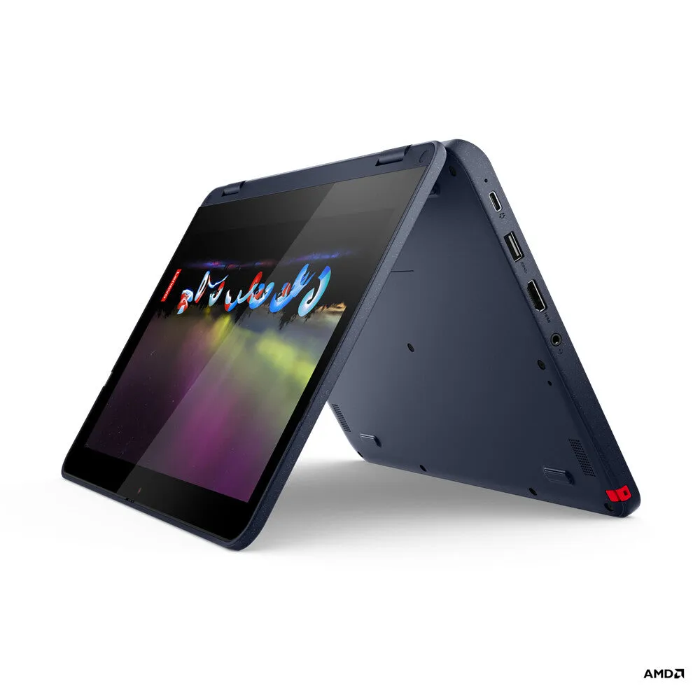 Lenovo 300w G2 11.6" 2-in-1 Laptop - AMD 3015e, 4GB RAM, 128GB SSD, Touchscreen, Windows 11 SE, Blue