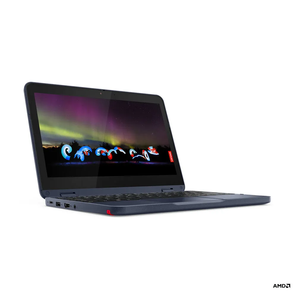 Lenovo 300w G2 11.6" 2-in-1 Laptop - AMD 3015e, 4GB RAM, 128GB SSD, Touchscreen, Windows 11 SE, Blue