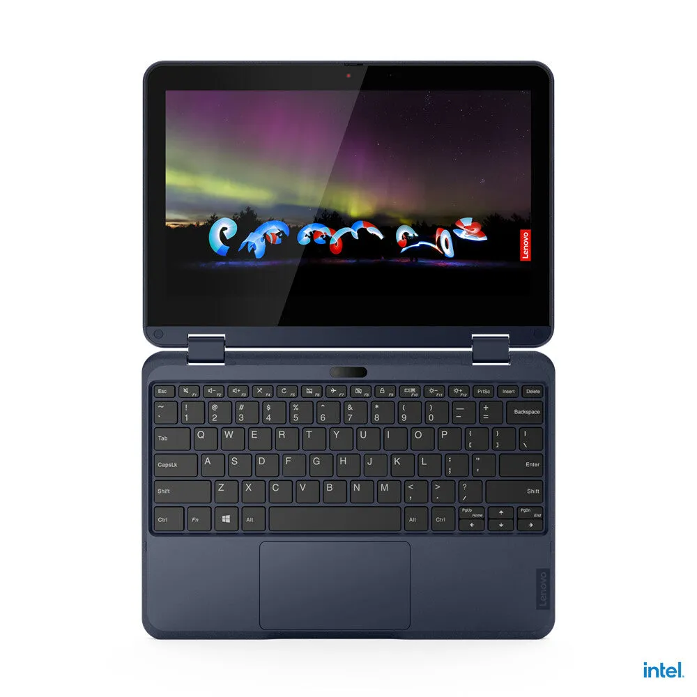 Lenovo 500w G3 11.6" 2-in-1 Laptop - Intel Celeron N5100, 4GB RAM, 128GB SSD, Touchscreen, Windows 11 Pro, Blue