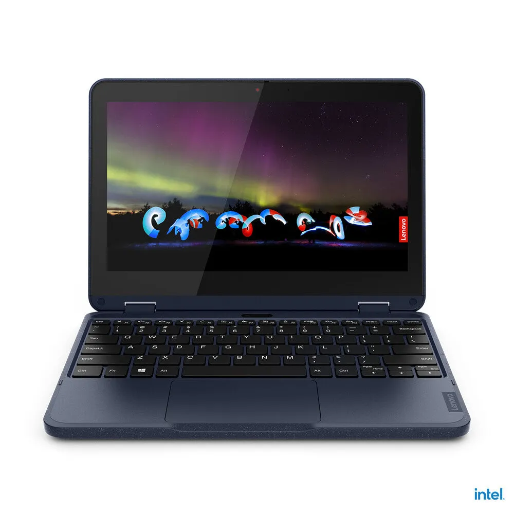Lenovo 500w G3 11.6" 2-in-1 Laptop - Intel Celeron N5100, 4GB RAM, 128GB SSD, Touchscreen, Windows 11 Pro, Blue