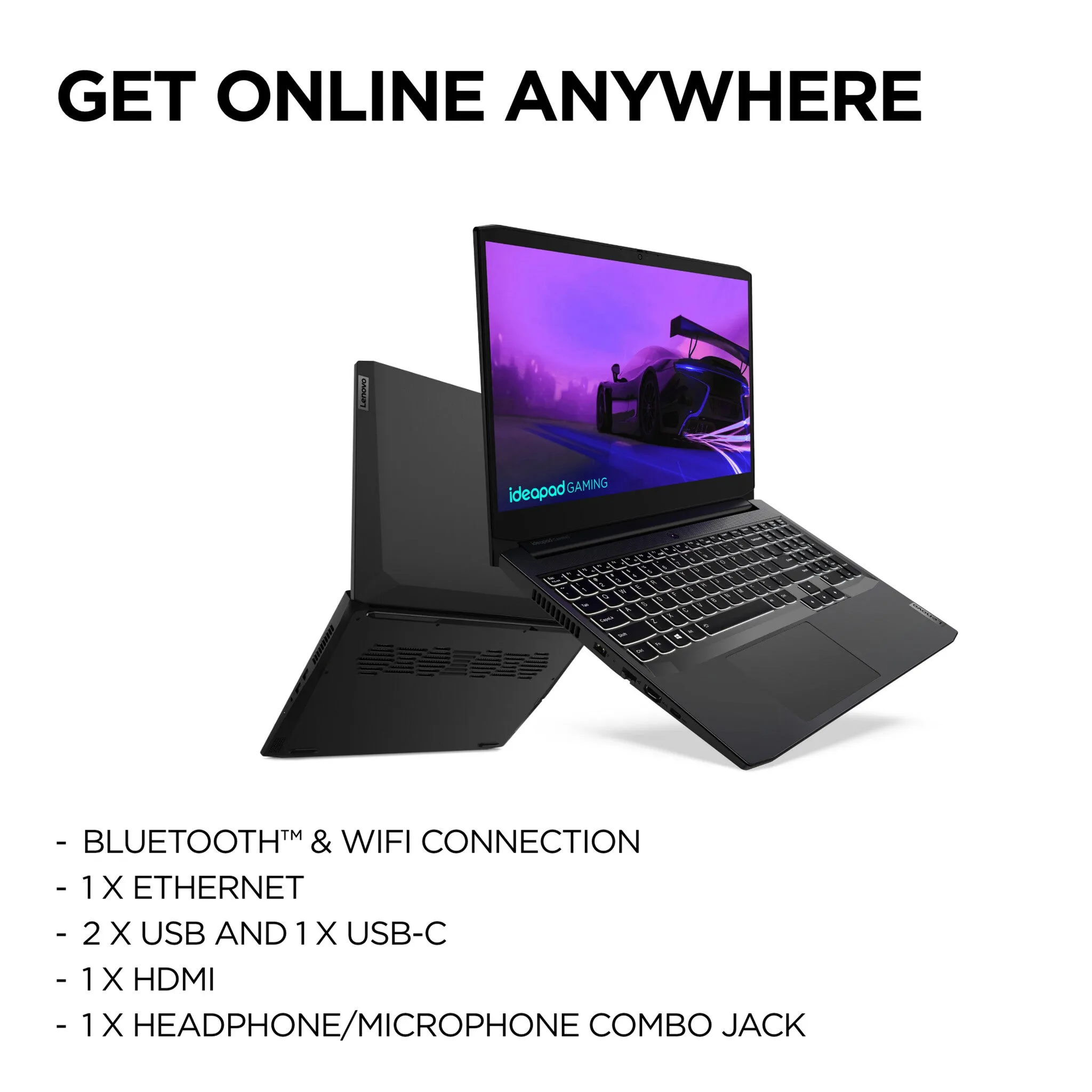 Lenovo IdeaPad Gaming 3 G3 15.6" Gaming Laptop - Intel Core i5-11320H, GTX 1650, 8GB RAM, 512GB SSD, NVIDIA GeForce GTX 1650, Windows 11 Home, Black