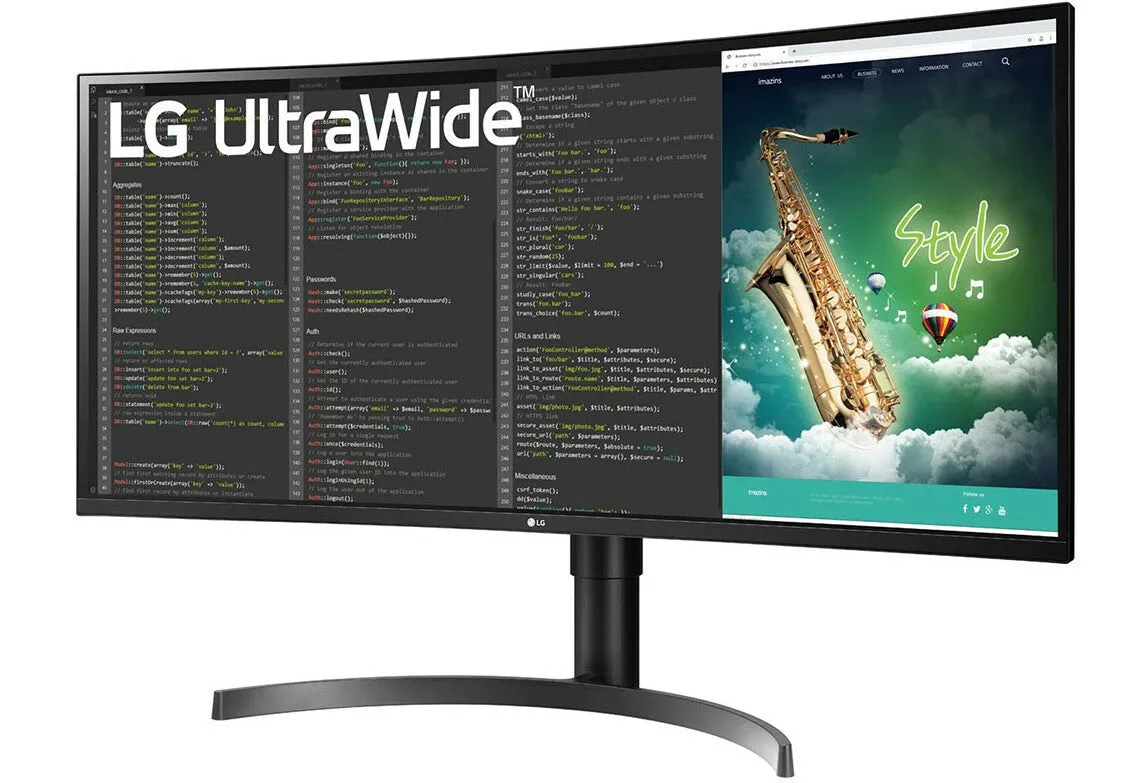 LG 35WN65C-B 35" UltraWide Quad HD Curved Gaming Monitor - 100Hz, 5ms, VA, AMD FreeSync, Height Adjustable, Speakers, Black