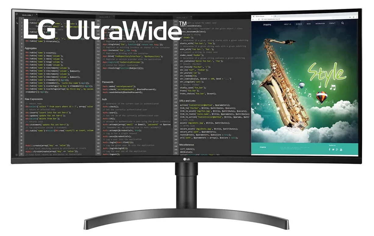 LG 35WN65C-B 35" UltraWide Quad HD Curved Gaming Monitor - 100Hz, 5ms, VA, AMD FreeSync, Height Adjustable, Speakers, Black