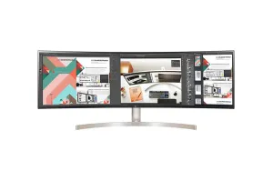 LG 49WL95C-WE 49" UltraWide Quad HD Curved Monitor - 60Hz, 5ms, AH-IPS, Height Adjustable, Speakers, Black and White