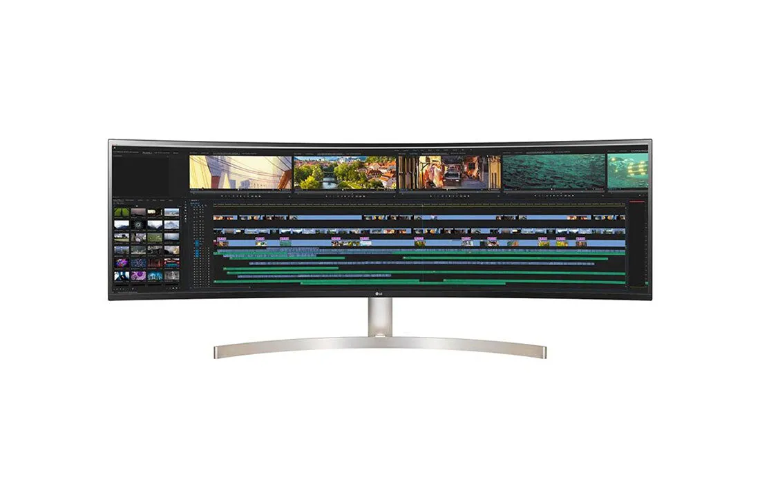 LG 49WL95C-WE 49" UltraWide Quad HD Curved Monitor - 60Hz, 5ms, AH-IPS, Height Adjustable, Speakers, Black and White