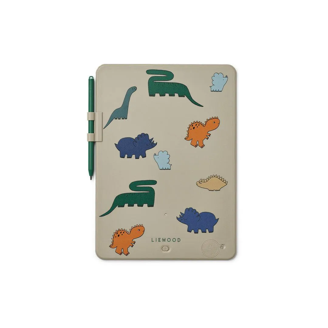 Liewood Zora Magic Drawing Board 10 Inches - Dinosaurs / Mist