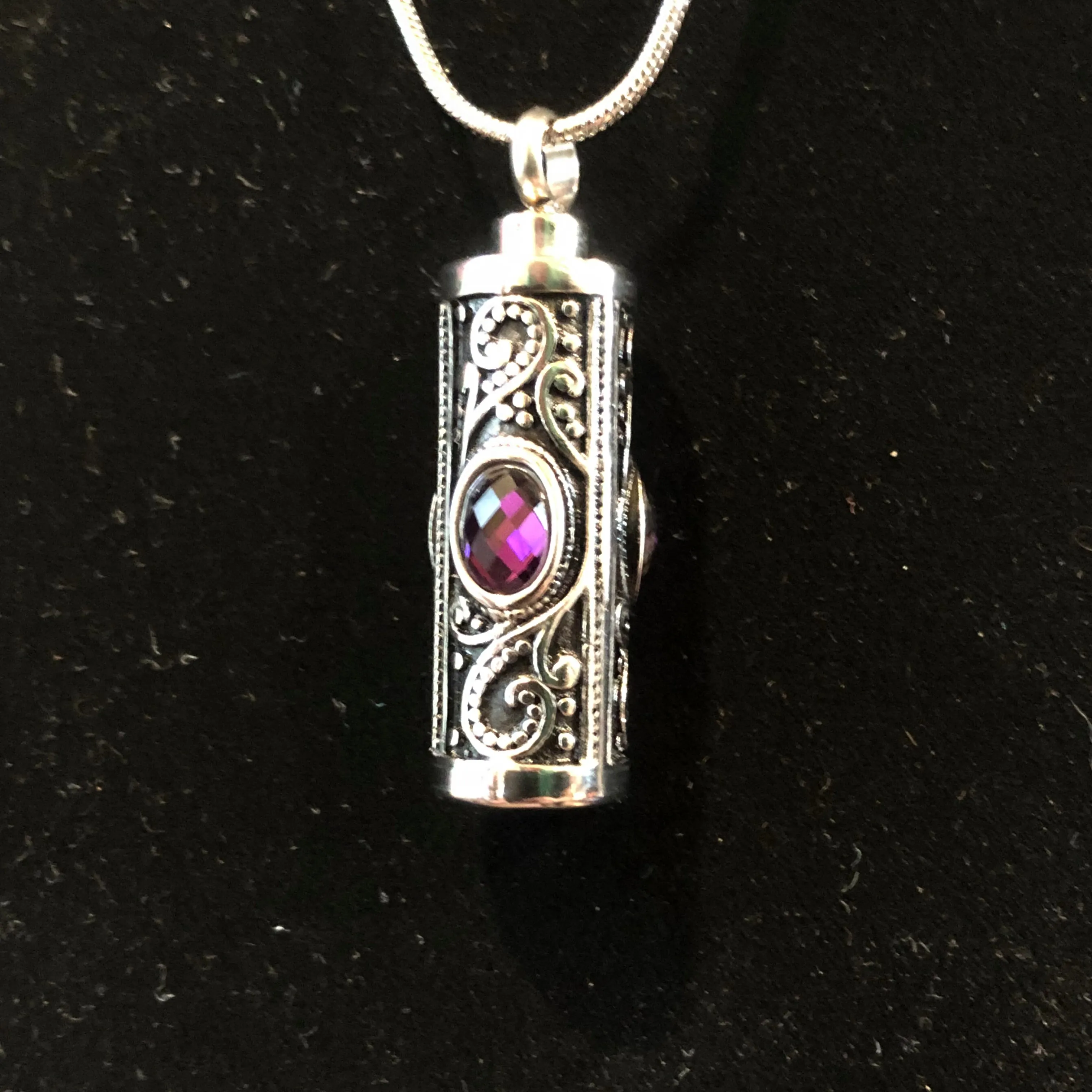 Memorial Necklace - Ashes / Cremated Remains Keepsake - Inlaid Gem