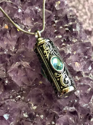 Memorial Necklace - Ashes / Cremated Remains Keepsake - Inlaid Gem