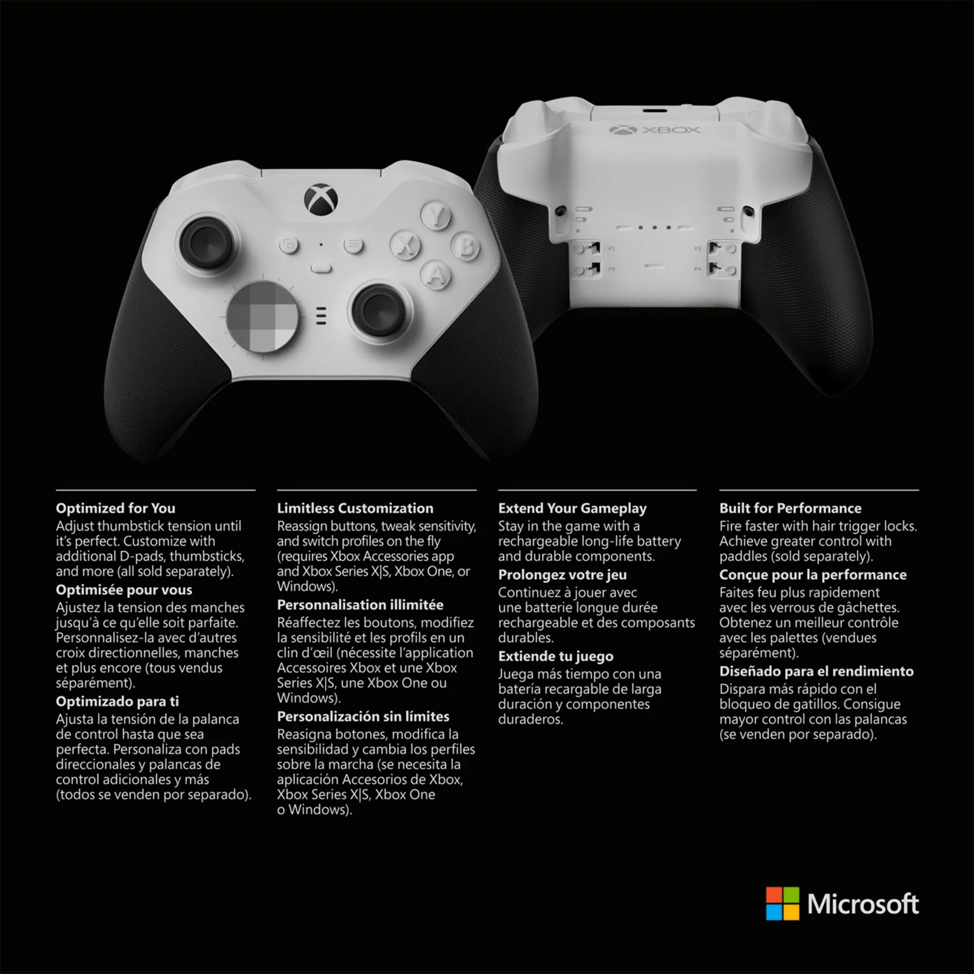 Microsoft Xbox Elite Wireless Series 2  Core Black, White Bluetooth/USB Gamepad Analogue / Digital PC, Xbox One