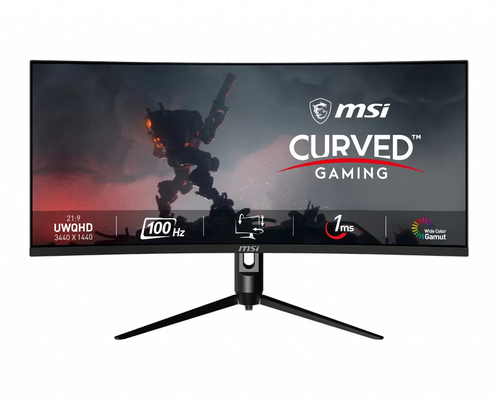 MSI MAG342CQPV 34" UltraWide Quad HD Curved Gaming Monitor - 100Hz, 1ms, VA, Adaptive Sync, Height Adjustable, Black
