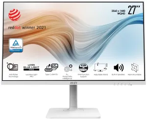 MSI Modern MD272QPW 27" Wide Quad HD Monitor - 75Hz, 4ms, IPS, Height Adjustable, Speakers, White