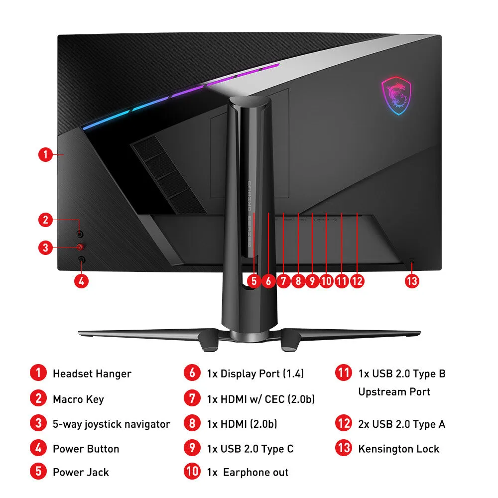 MSI MPG Artymis 273CQR 27" Wide Quad HD Curved Gaming Monitor - 165Hz, 1ms, VA, Height Adjustable, Black