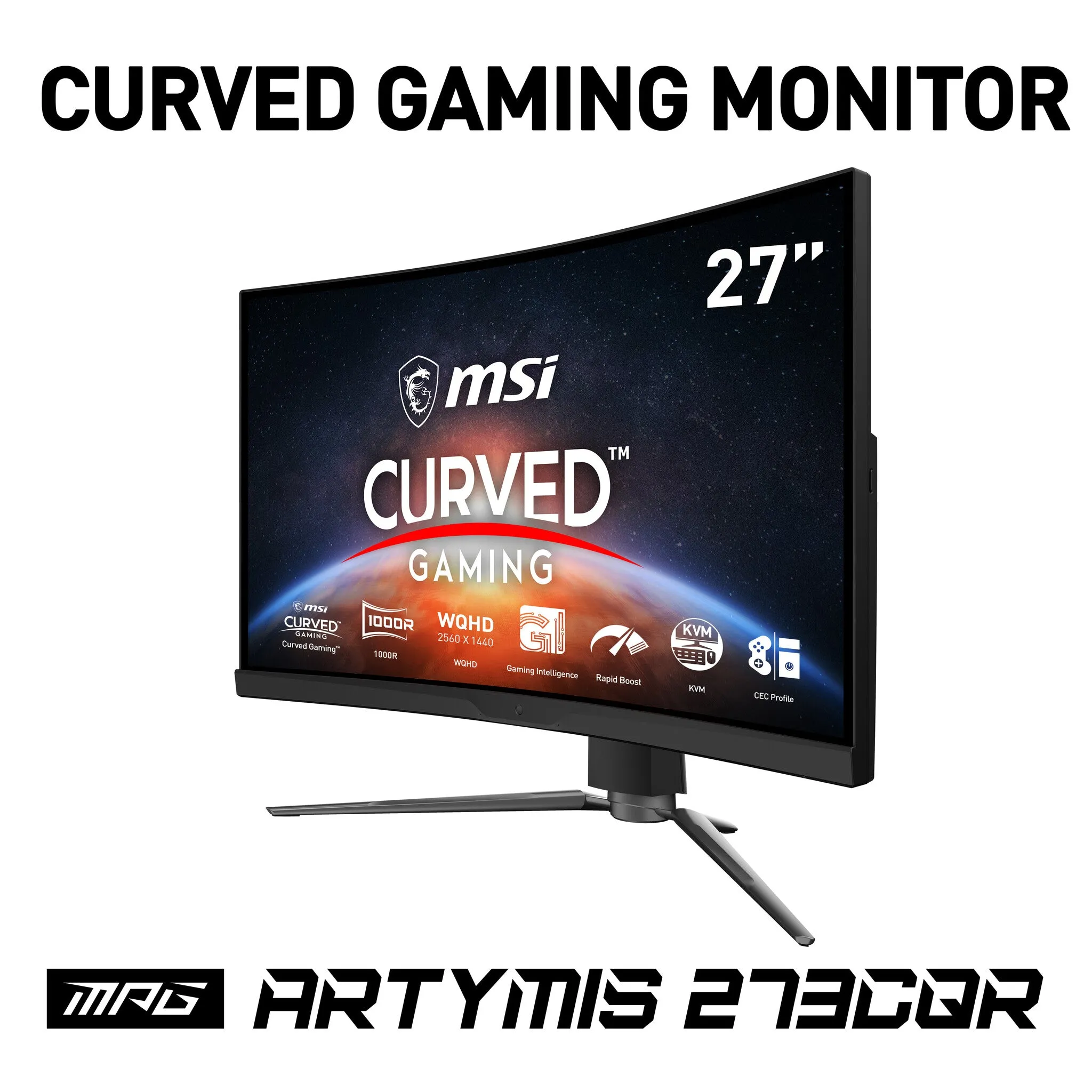 MSI MPG Artymis 273CQR 27" Wide Quad HD Curved Gaming Monitor - 165Hz, 1ms, VA, Height Adjustable, Black