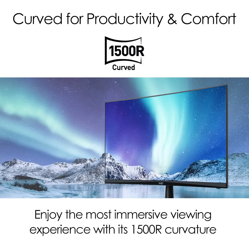 MSI Pro MP242C 23.6" Full HD Curved Monitor - 75Hz, 5ms, VA, Speakers, Black