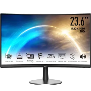 MSI Pro MP242C 23.6" Full HD Curved Monitor - 75Hz, 5ms, VA, Speakers, Black