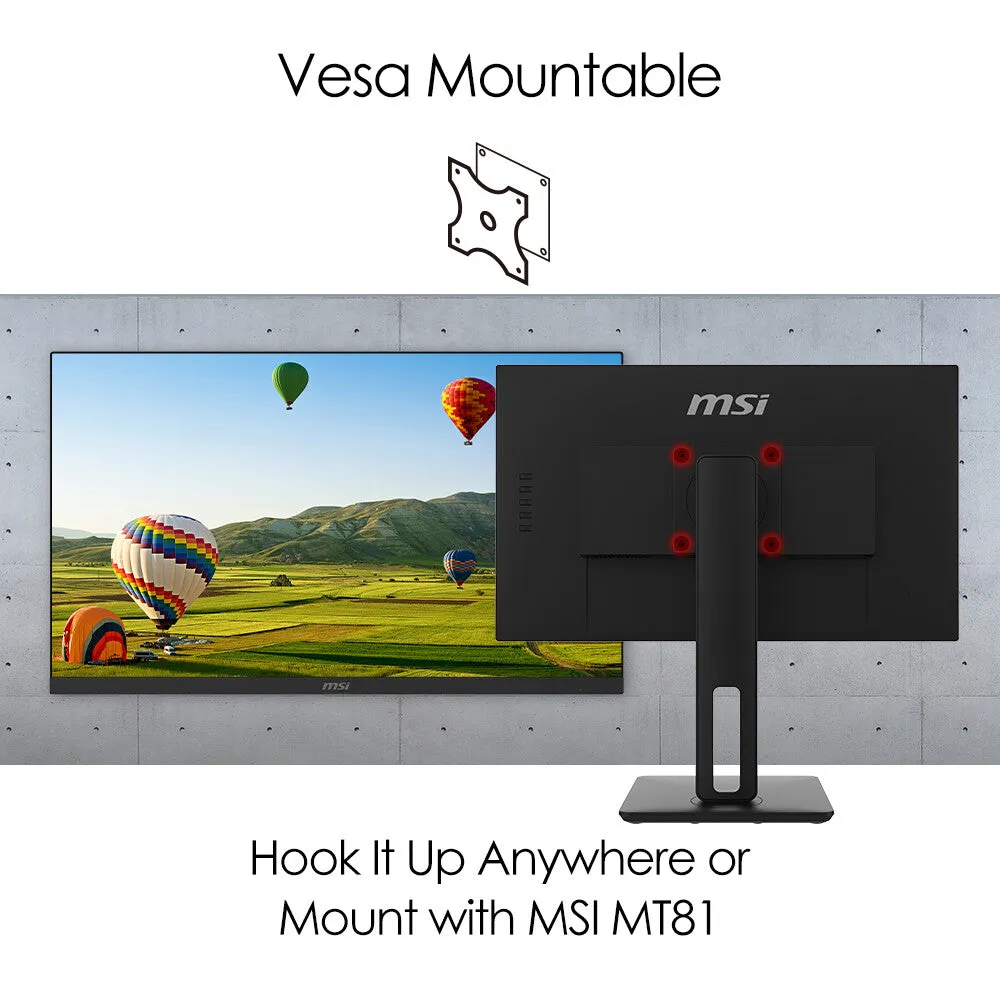 MSI Pro MP242P 23.8" Full HD Monitor - 75Hz, 5ms, IPS, Height Adjustable, Speakers, Black