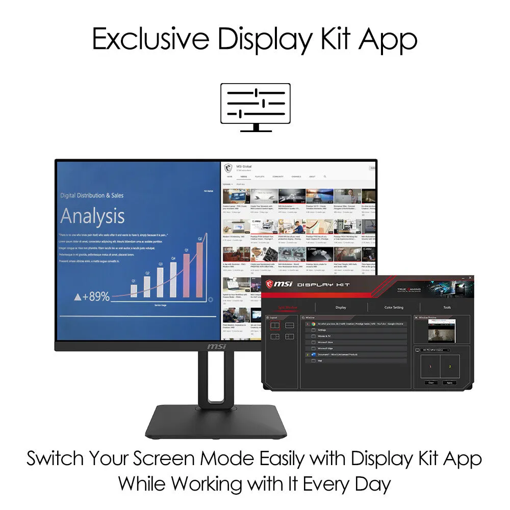 MSI Pro MP242P 23.8" Full HD Monitor - 75Hz, 5ms, IPS, Height Adjustable, Speakers, Black