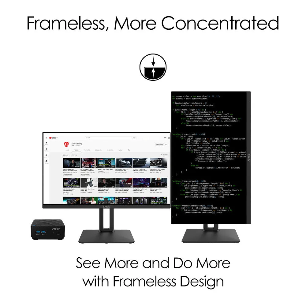 MSI Pro MP242P 23.8" Full HD Monitor - 75Hz, 5ms, IPS, Height Adjustable, Speakers, Black