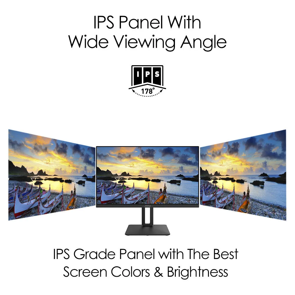 MSI Pro MP242P 23.8" Full HD Monitor - 75Hz, 5ms, IPS, Height Adjustable, Speakers, Black