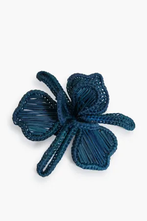 Navy Orchid Napkin Ring Set of 4