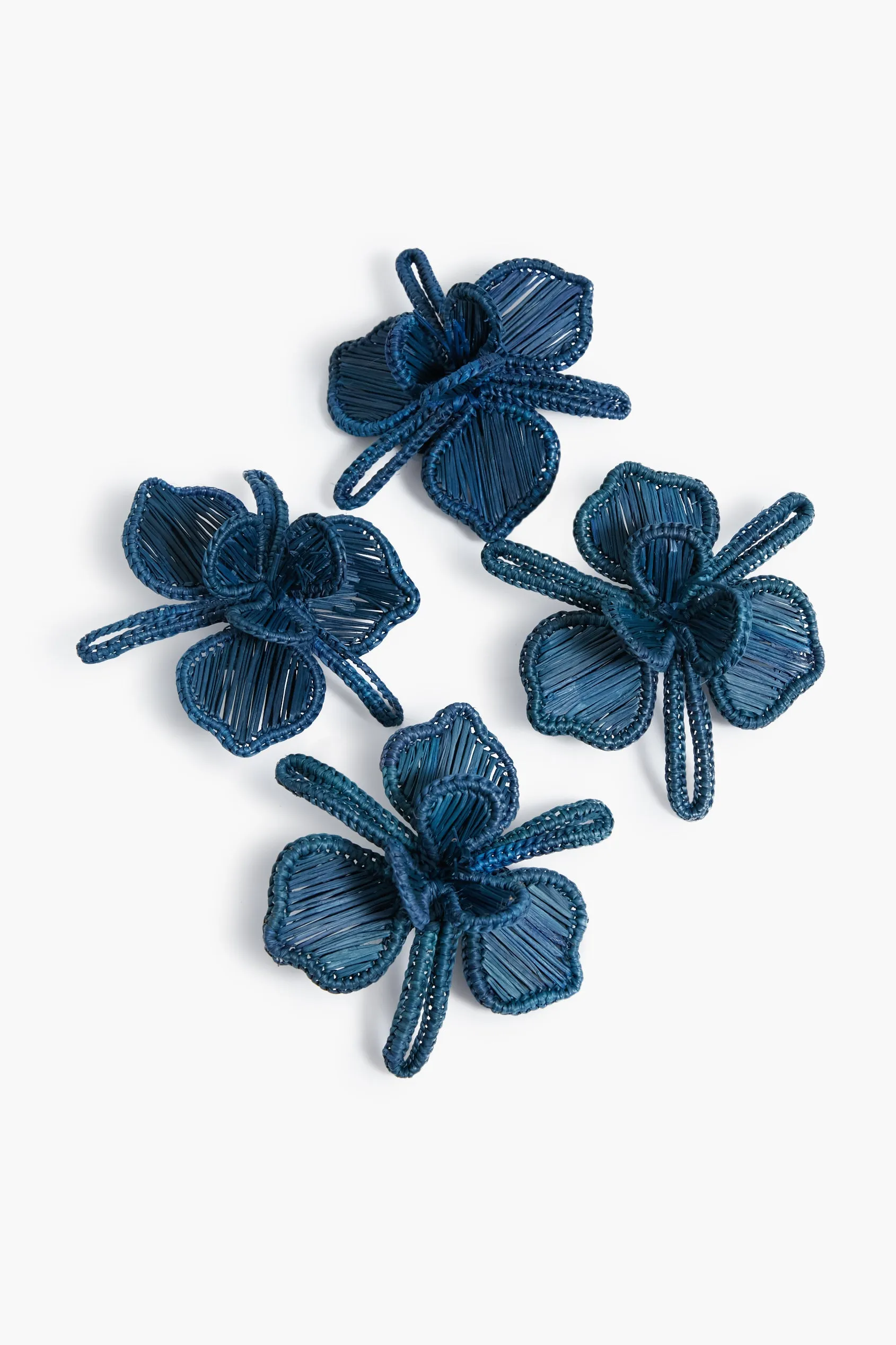 Navy Orchid Napkin Ring Set of 4