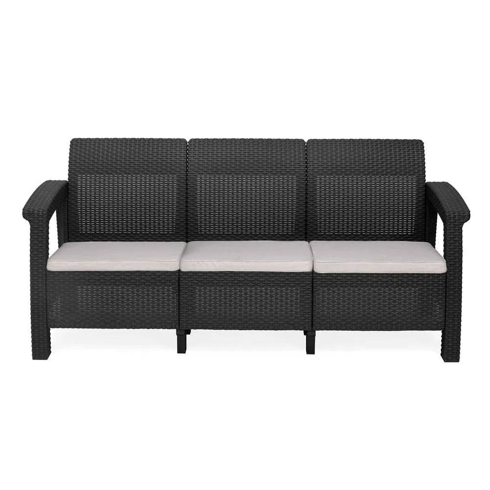 Nilkamal 3 Seater Outdoor Sofa Charcoal