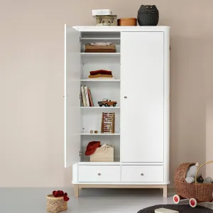 Oliver Furniture Wood Double Wardrobe - White/Oak