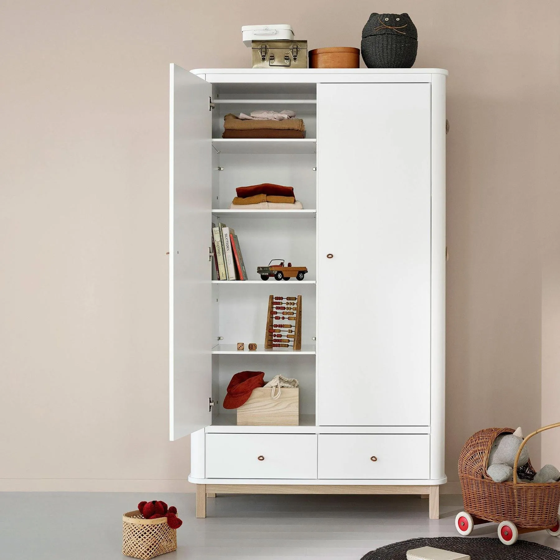 Oliver Furniture Wood Double Wardrobe - White/Oak
