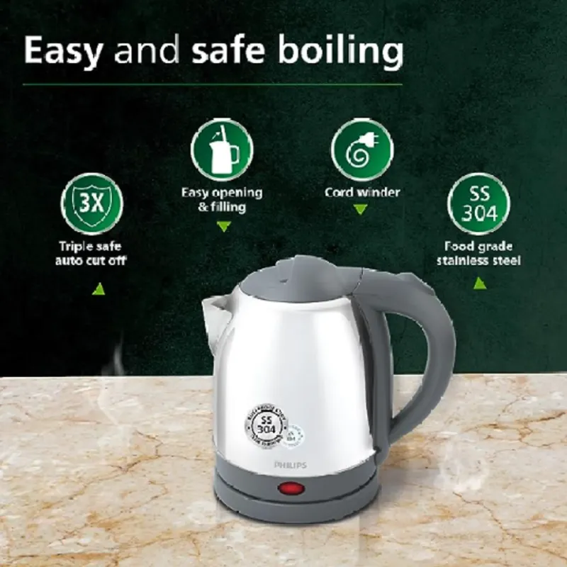 Philips 1.2 L Kettle with 25% thicker body for longer life - HD9363/02