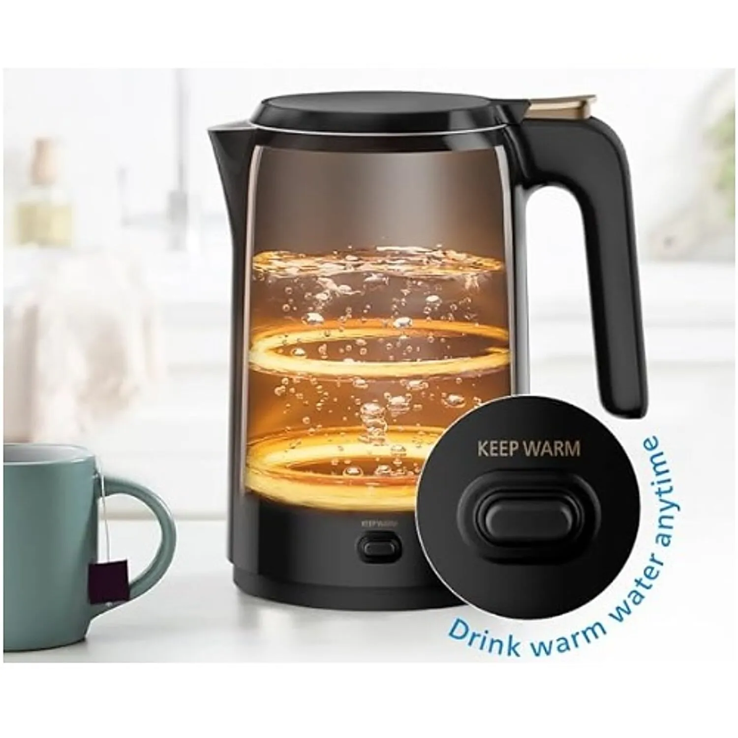 Philips 1.5 litre double walled electric kettle with Keep Warm function - HD9378/80