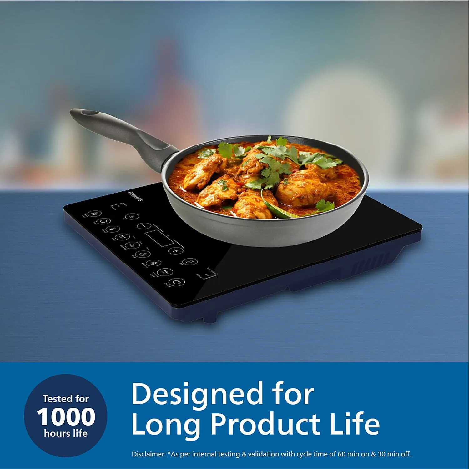 Philips 2100W Induction Cooktop with Triple MOV for 4kW surge protection and feather touch control - HD4995/00