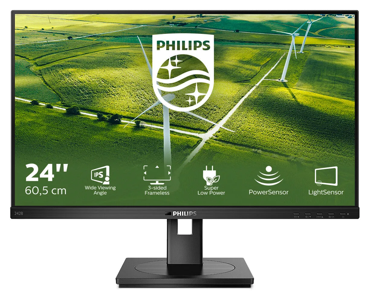 Philips 242B1G/00 23.8" Full HD Monitor - 75Hz, 4ms, IPS, Height Adjustable, Speakers, Black