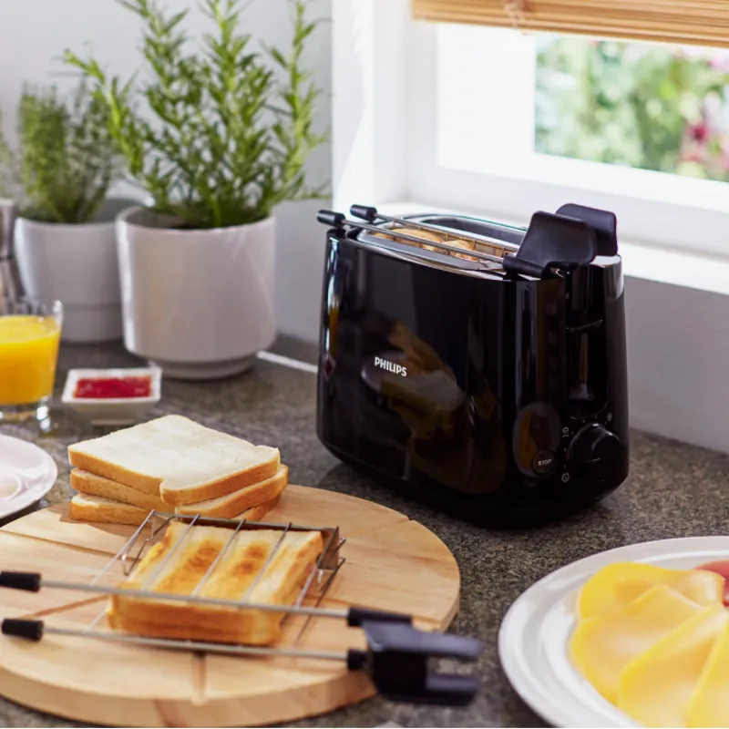 Philips 600 Watts 2-Slice Toaster with Integrated Bun Rack Black - HD2583/90