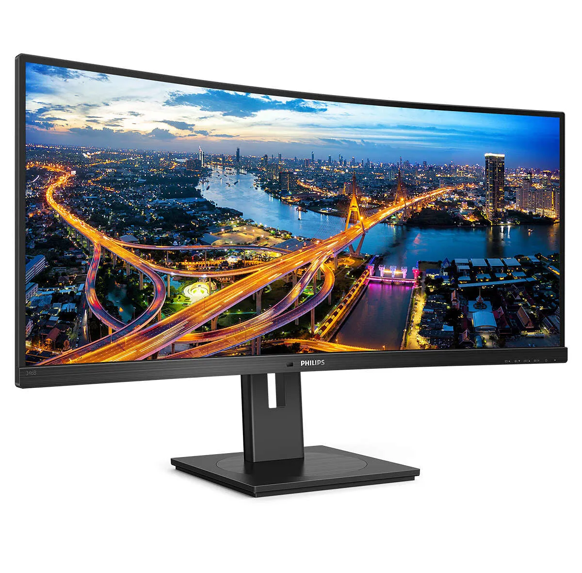 Philips B Line 346B1C/00 34" Quad HD Curved Monitor - 100Hz, 4ms, VA, Adaptive-Sync, Height Adjustable, Speakers, Black