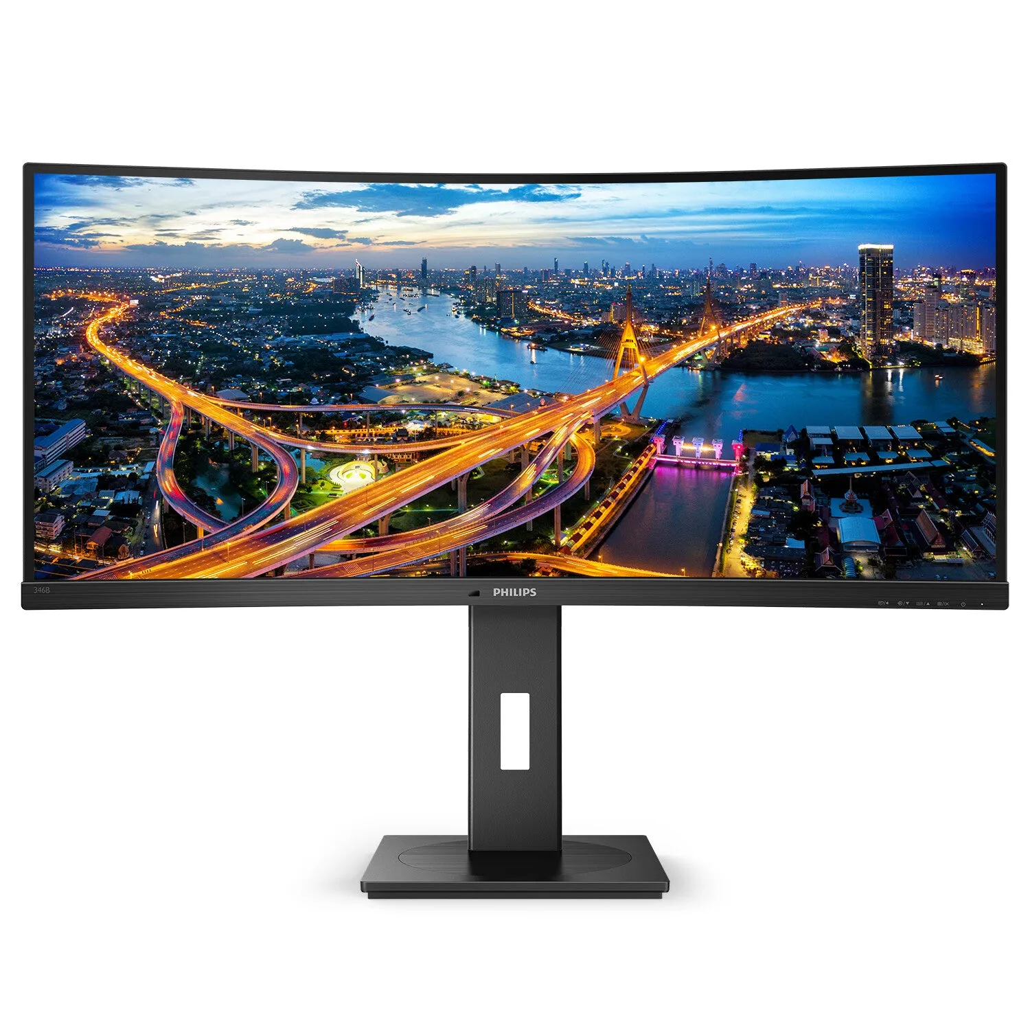 Philips B Line 346B1C/00 34" Quad HD Curved Monitor - 100Hz, 4ms, VA, Adaptive-Sync, Height Adjustable, Speakers, Black
