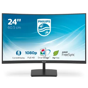 Philips E Line 241E1SC/00 23.6" Full HD Curved Gaming Monitor - 75Hz, 4ms, VA, AMD FreeSync, Black