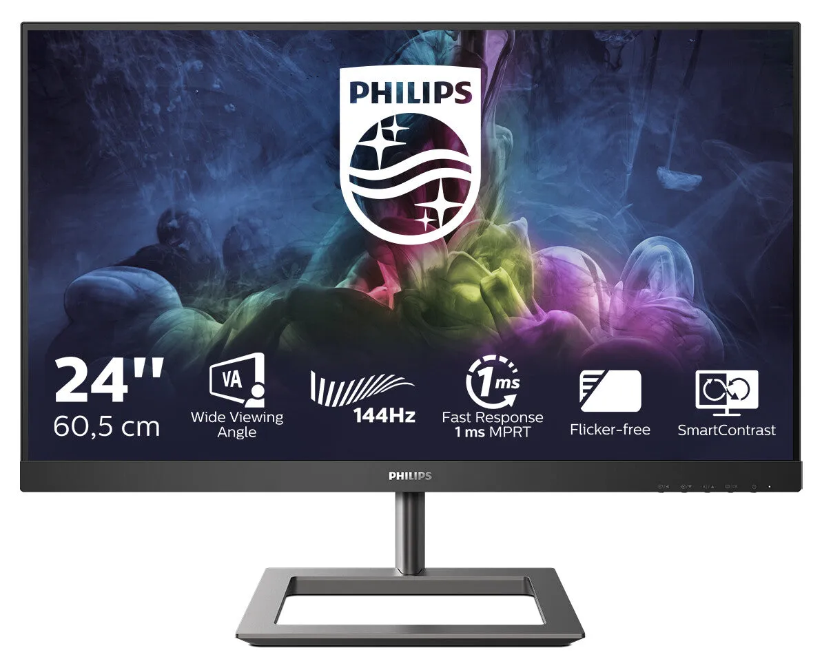 Philips E Line 242E1GAJ/00 23.8" Full HD Gaming Monitor - 144Hz, 4ms, VA, AMD FreeSync, Speakers, Black and Chrome