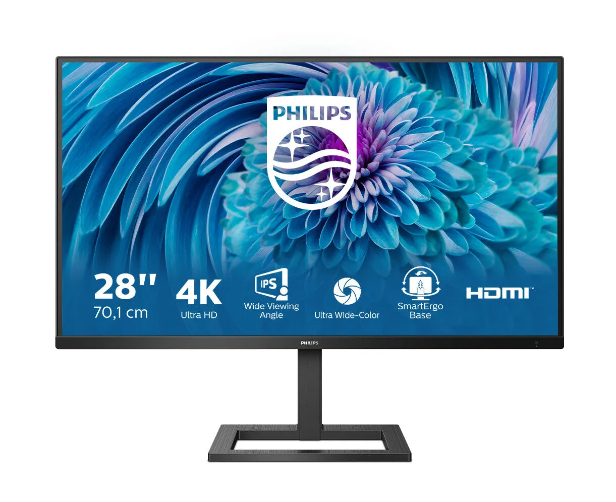 Philips E Line 288E2UAE/00 28" 4K Ultra HD Monitor - 60Hz, 4ms, IPS, AMD FreeSync, Height Adjustable, Speakers, Black