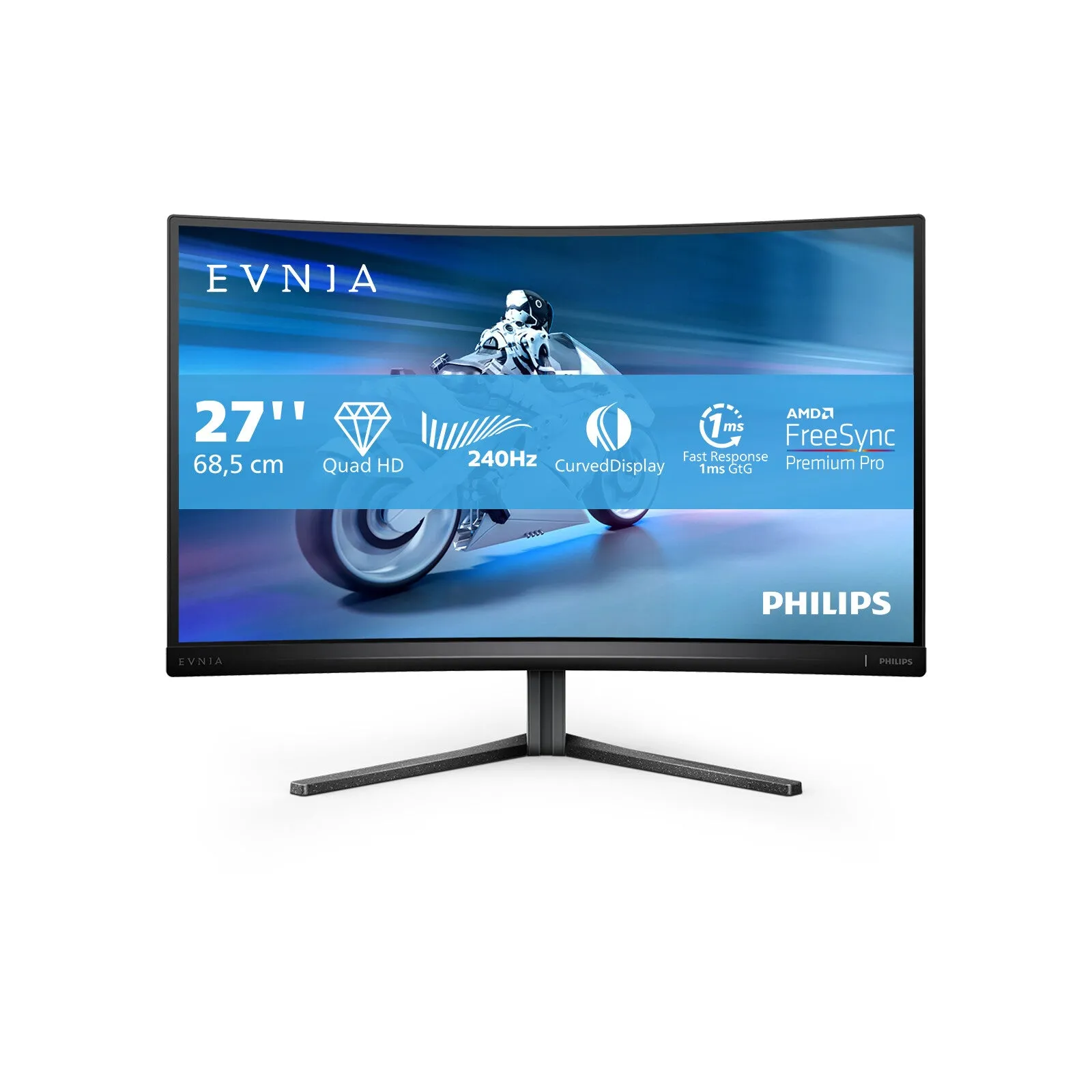 Philips Evnia 27M2C5500W/00 27" Quad HD Curved Gaming Monitor - 144Hz, 1ms, VA, AMD FreeSync, Height Adjustable, Black