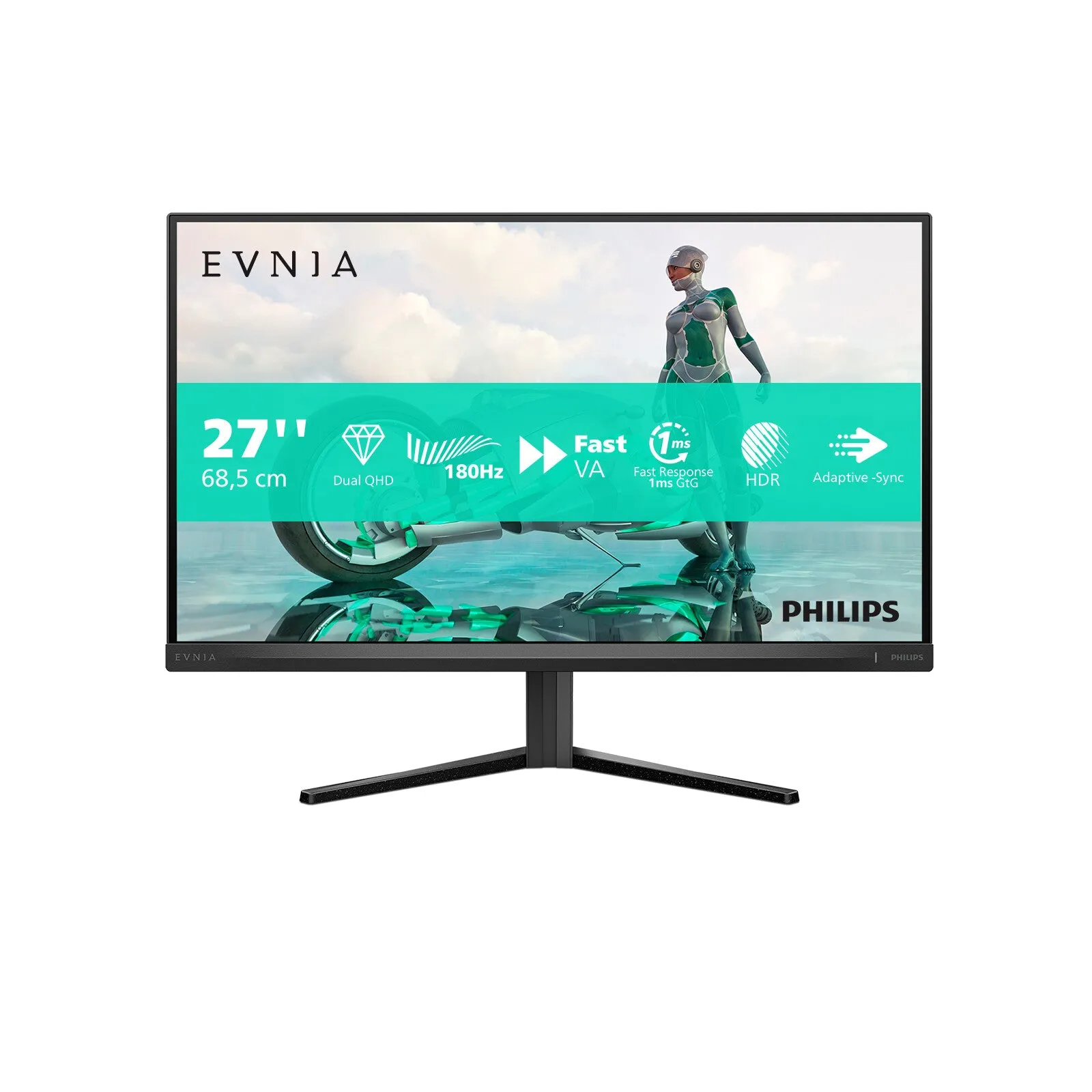 Philips Evnia 27M2N3500NL/00 27" Quad HD Gaming Monitor - 180Hz, 1ms, VA, AMD FreeSync, Grey