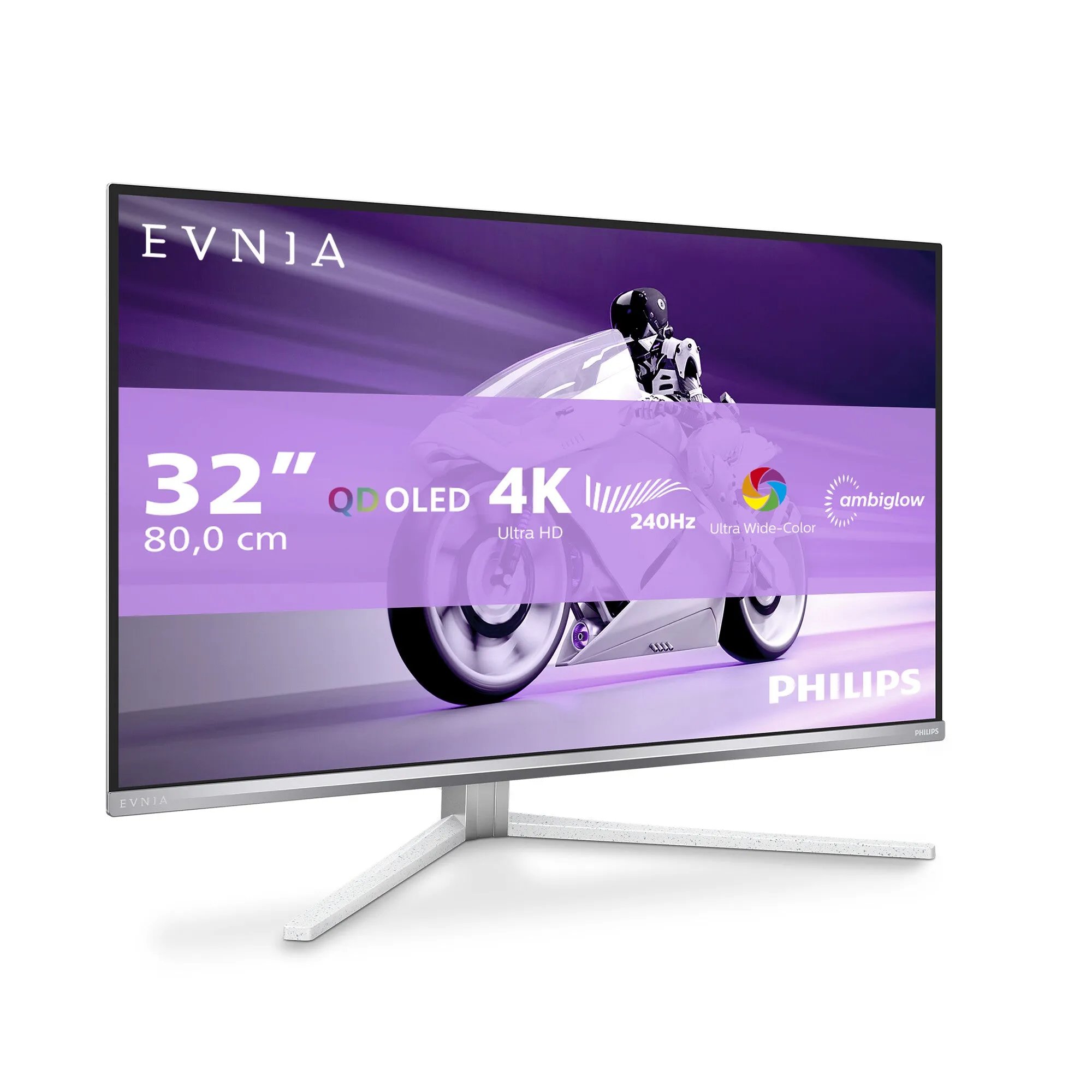 Philips Evnia 32M2N8900/00 31.5" 4K Ultra HD Gaming Monitor - 240Hz, 0.03ms, OLED, Height Adjustable, Speakers, White