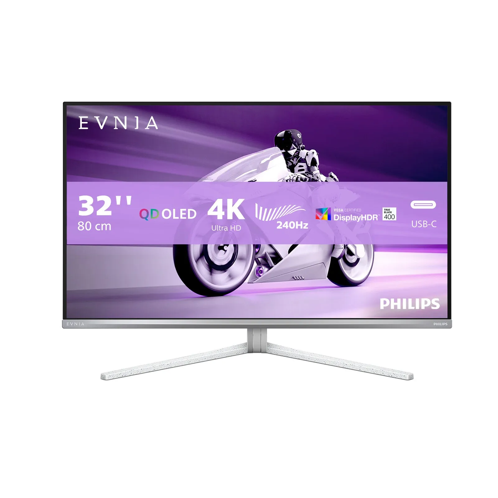 Philips Evnia 32M2N8900/00 31.5" 4K Ultra HD Gaming Monitor - 240Hz, 0.03ms, OLED, Height Adjustable, Speakers, White