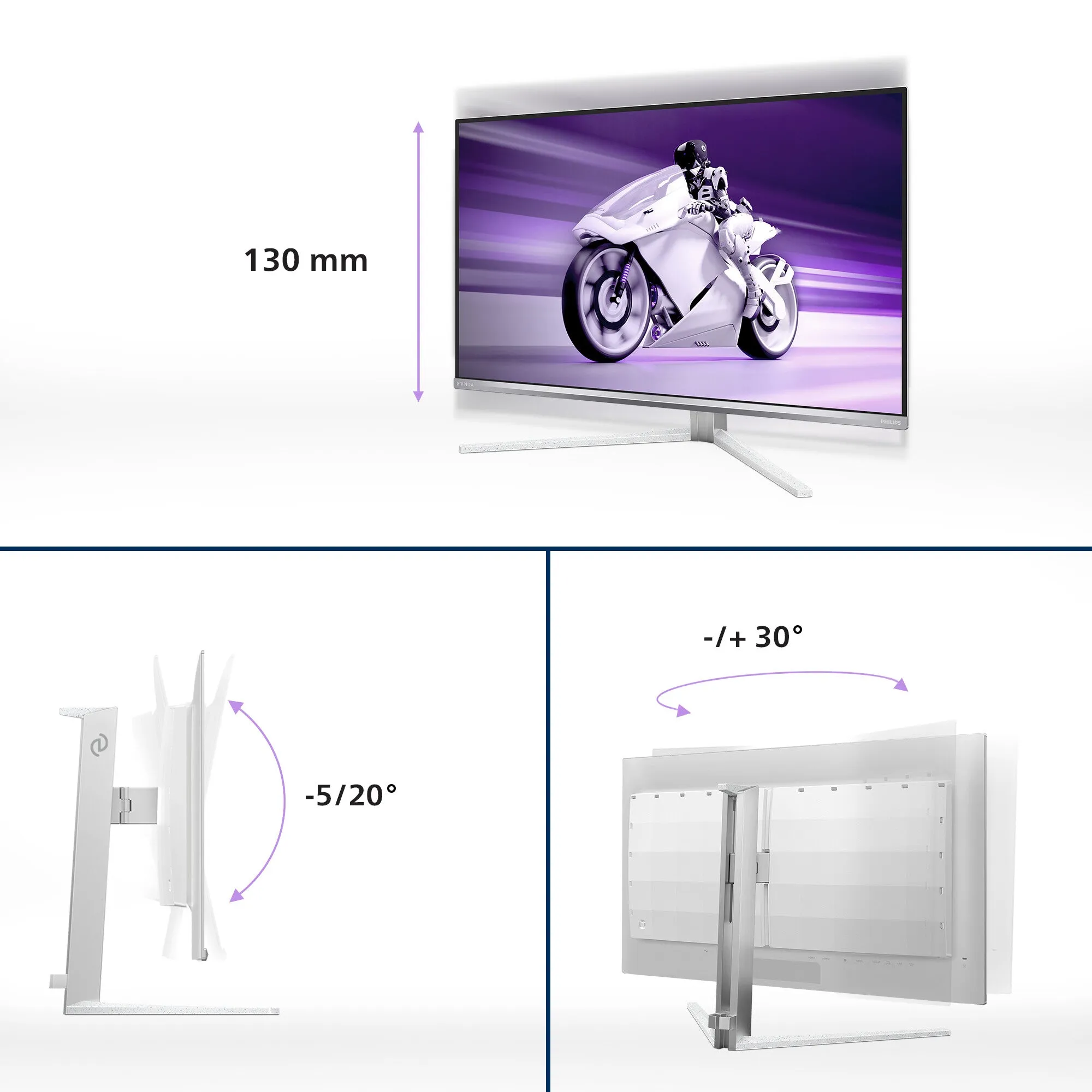 Philips Evnia 32M2N8900/00 31.5" 4K Ultra HD Gaming Monitor - 240Hz, 0.03ms, OLED, Height Adjustable, Speakers, White