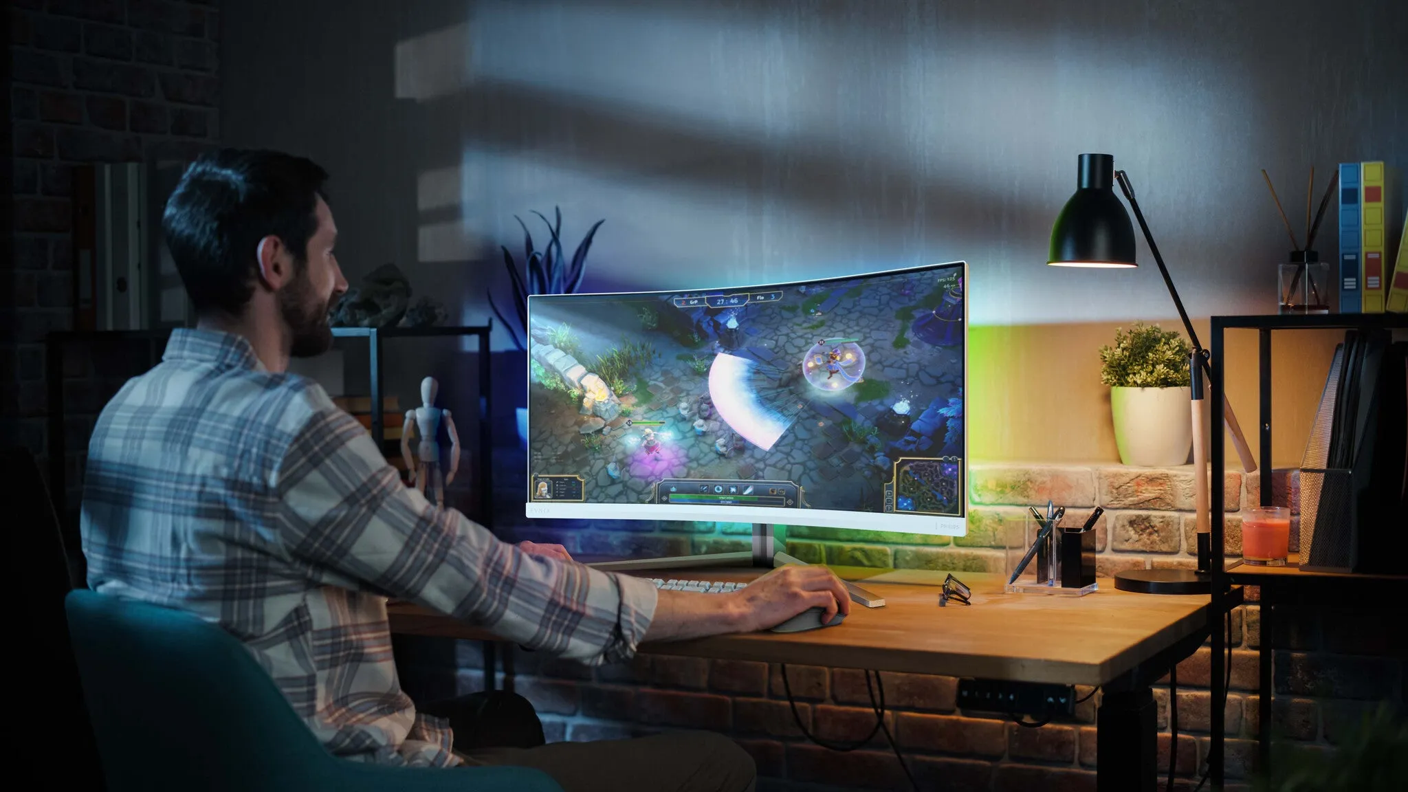 Philips Evnia 34M2C5501A/00 34" Wide Quad HD Curved Gaming Monitor - 180Hz, 1ms, VA, AMD FreeSync, Height Adjustable, Speakers, White