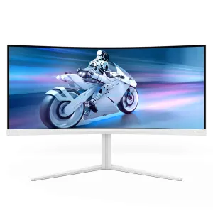 Philips Evnia 34M2C5501A/00 34" Wide Quad HD Curved Gaming Monitor - 180Hz, 1ms, VA, AMD FreeSync, Height Adjustable, Speakers, White