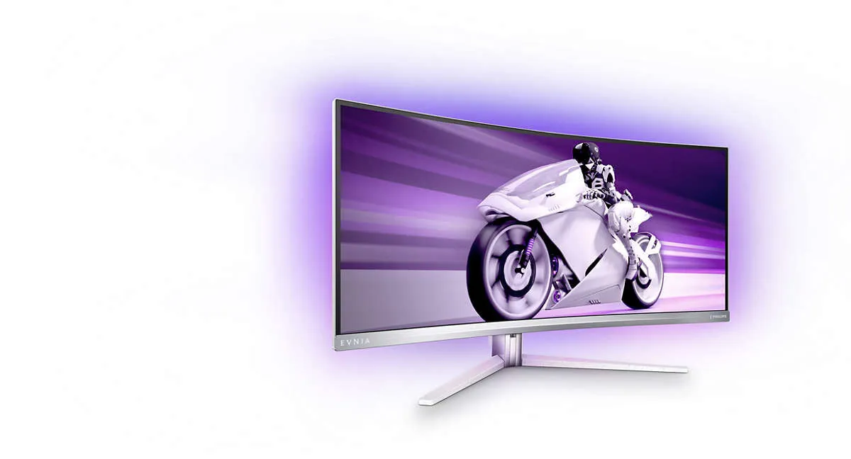 Philips Evnia 34M2C8600/00 34" Wide Quad HD Curved Gaming Monitor - 0.03ms, OLED, AMD FreeSync, Height Adjustable, Speakers, White
